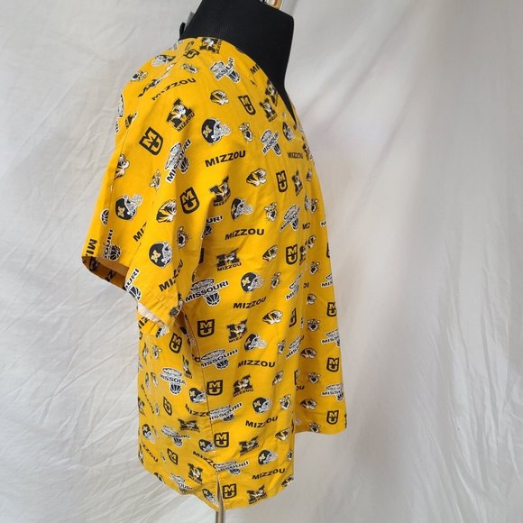 DUDZ University Of Missouri Mizzou Womens Medium Gold Nurse Medical Scrub Top - Picture 9 of 11